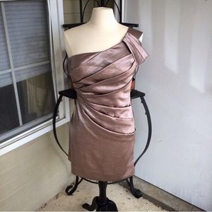 Phoebe couture metallic pleated asymmetrical dress